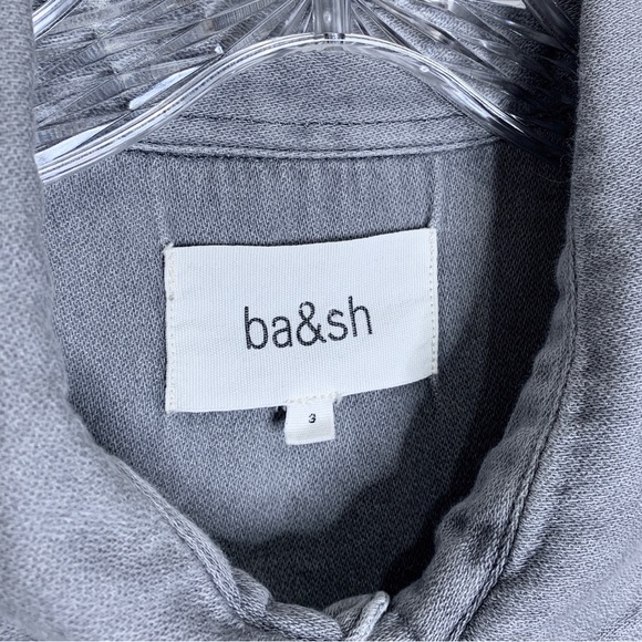 Ba&sh Danee Denim Shirt (Sz 3 / L) Puff Sleeve Button Down Light Grey - Picture 14 of 16